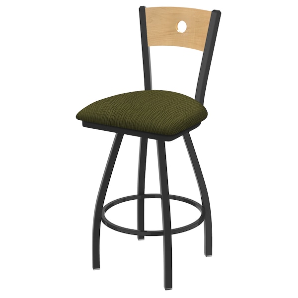 36" Swivel Counter Stool, Bronze Finish, Nat Back, Graph Parrot Seat